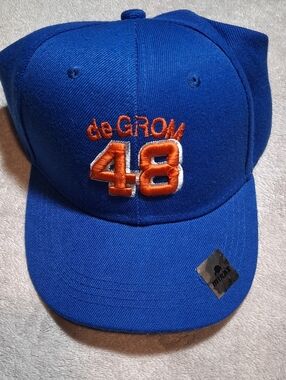 deGrom Kids Blue Baseball Cap with Orange 48 Embroidery
